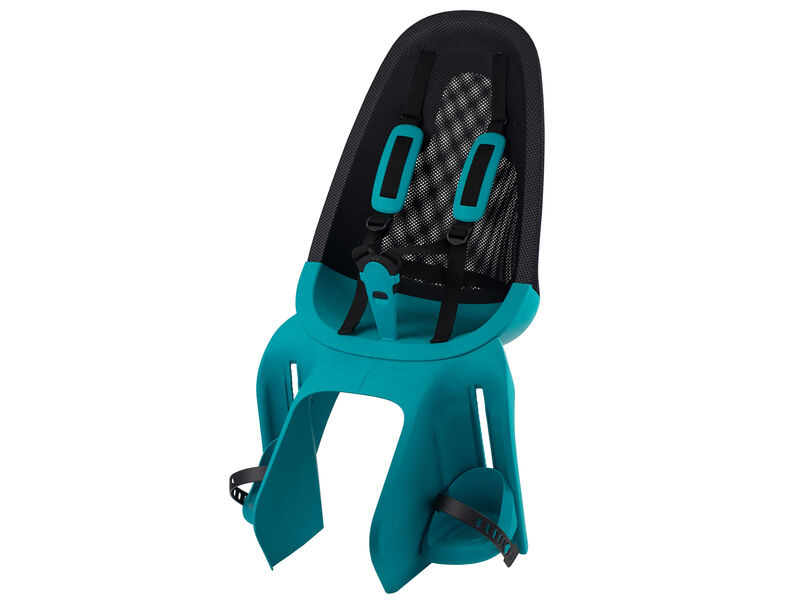 Qibbel Air Rear Child Seat Pannier Rack Mounted in Black/Turquoise click to zoom image